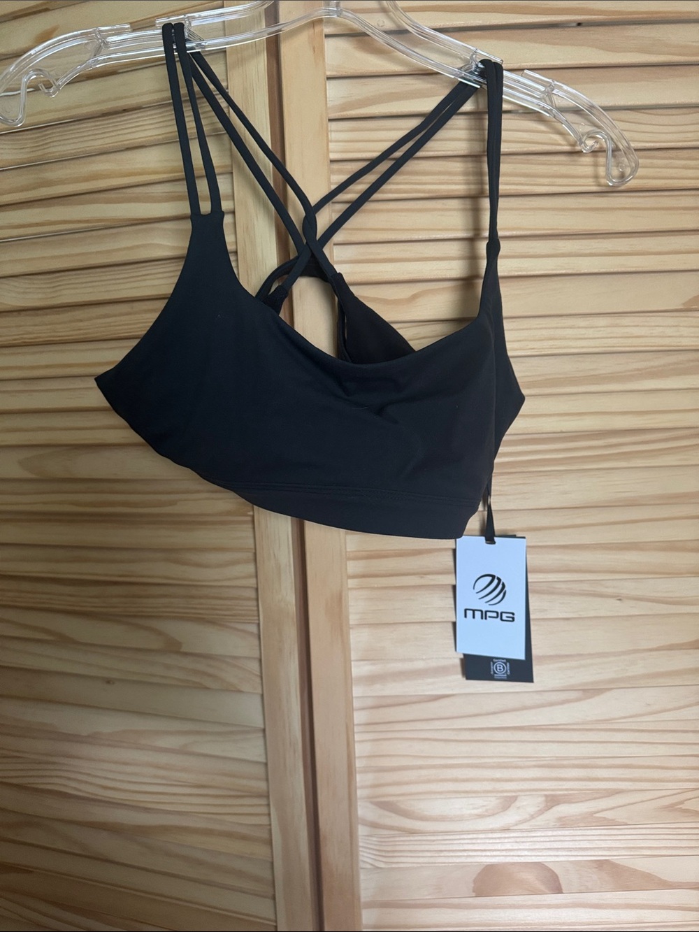 MPG Black Strappy Sports Bralette with Crossback Detail
